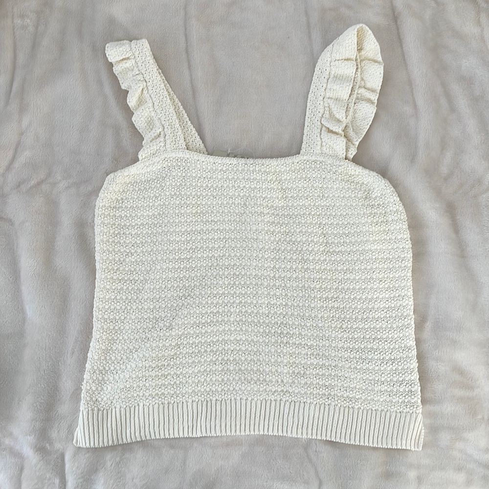 NWT Madewell Crocheted Ruffle-Strap Sweater Tank